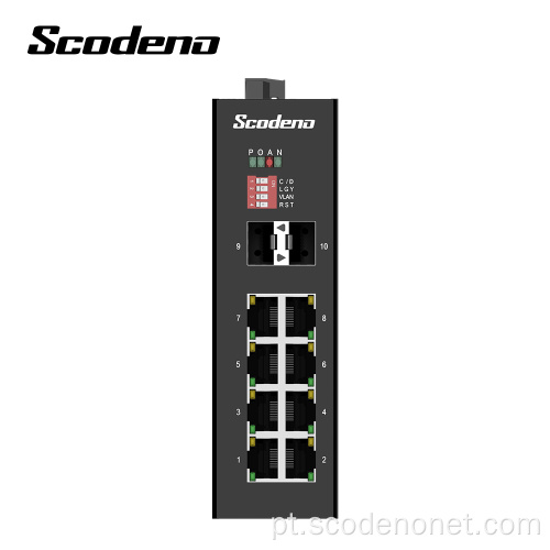 Modelo popular de fábrica da Scodeno 2X1000 M Base-X 8X10 / 100/1000 M Base-T Switch Ethernet de rede industrial não gerenciada